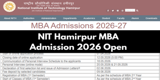 NIT Hamirpur MBA Admission 2026 Begins; Apply Till May 12